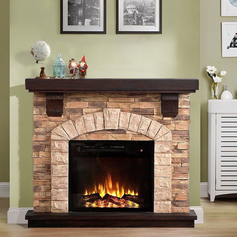 Front view of Electric Fireplace 45', Tan