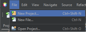 NetBeans IDE with the File | New Project menu item selected.